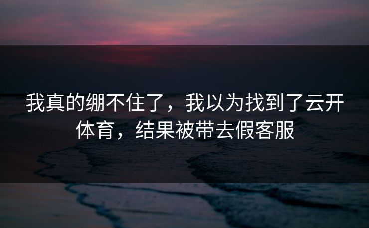 我真的绷不住了，我以为找到了云开体育，结果被带去假客服